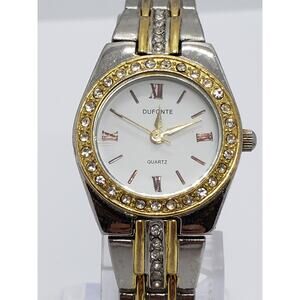 Dufonte 73055WH women's dress watch. Jeweled bevel and jewels on band